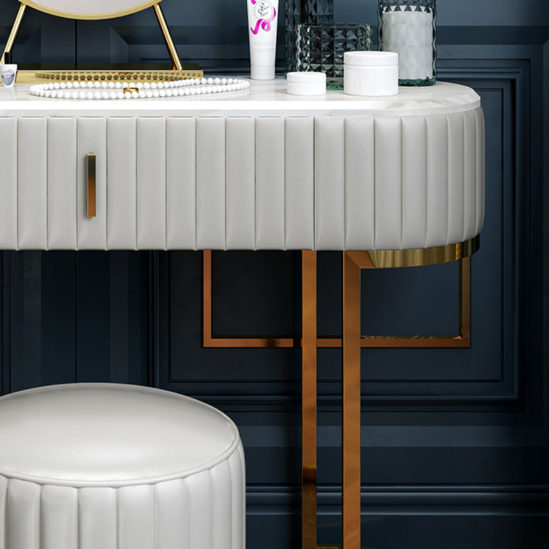 Wood Vanity Set with Stool and Mirror Stone Top Vanity in Grey