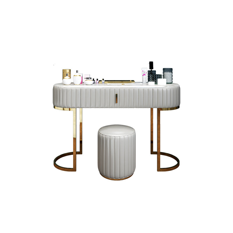 Wood Vanity Set with Stool and Mirror Stone Top Vanity in Grey