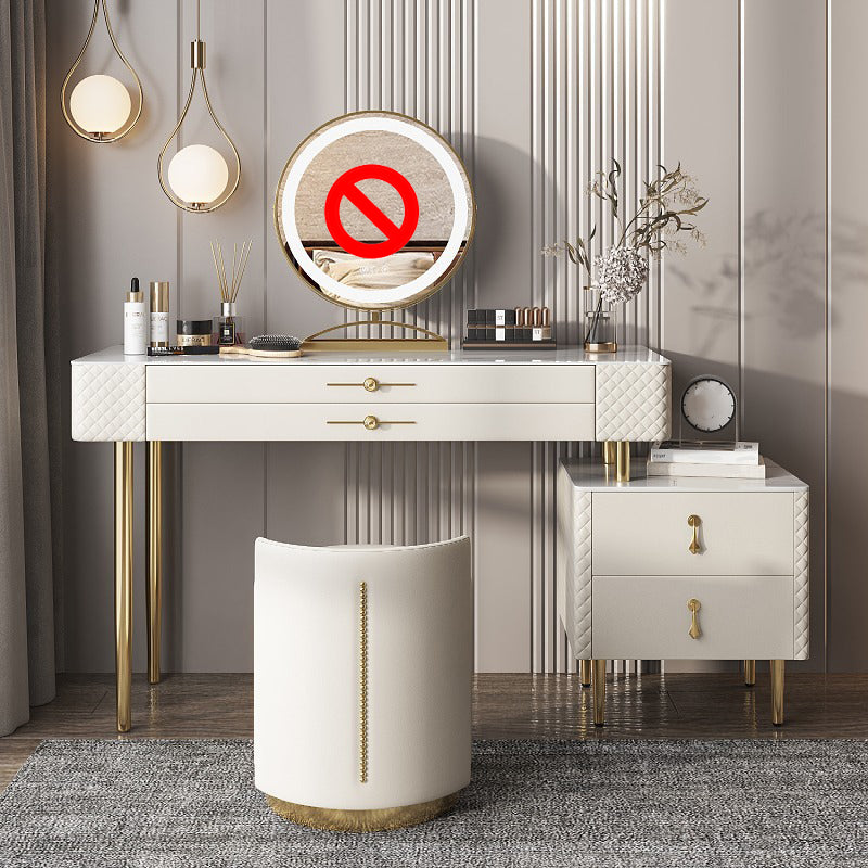 Luxurious Vanity with Storage Drawers Genuine Leather Makeup Vanity Desk