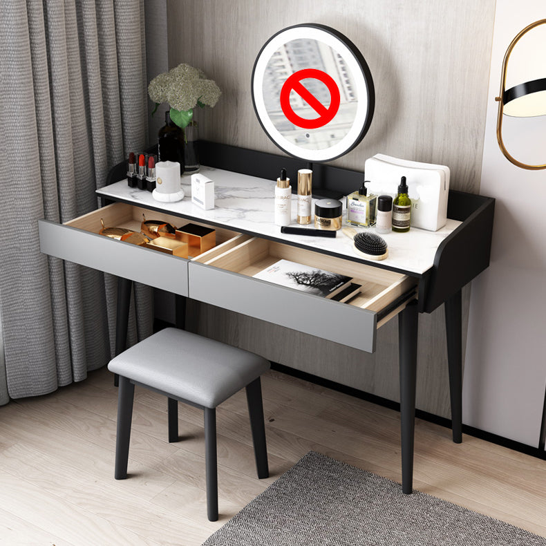 Contemporary Engineered Wood Vanity 37.8" H Vanity Set with Stool
