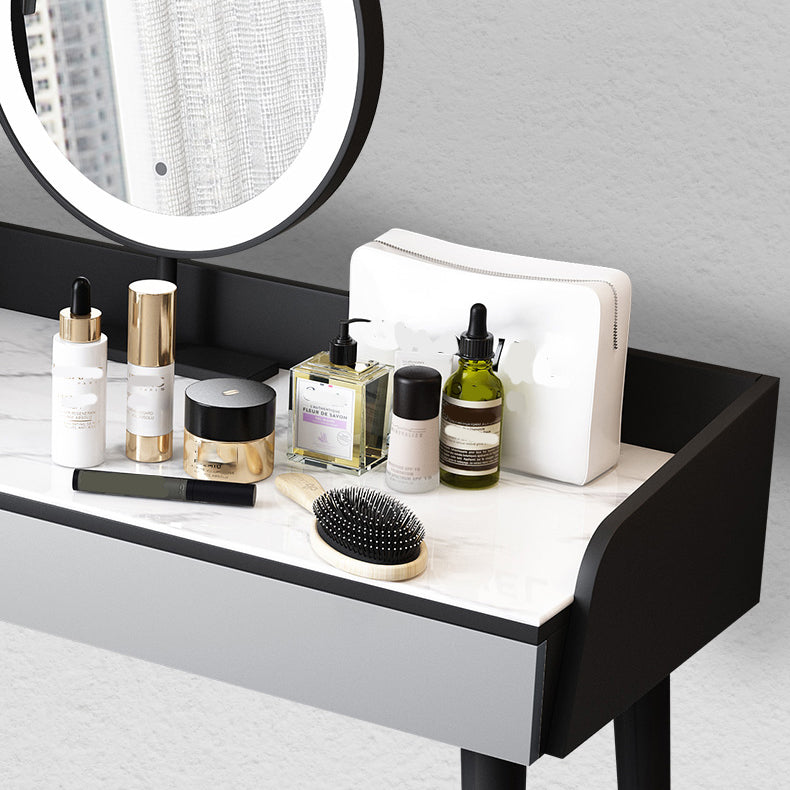 Contemporary Engineered Wood Vanity 37.8" H Vanity Set with Stool