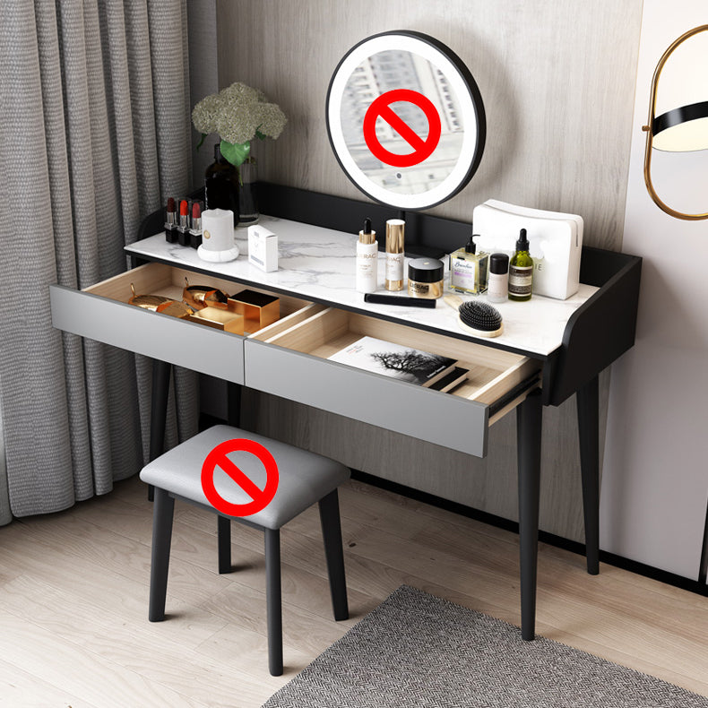 Contemporary Engineered Wood Vanity 37.8" H Vanity Set with Stool