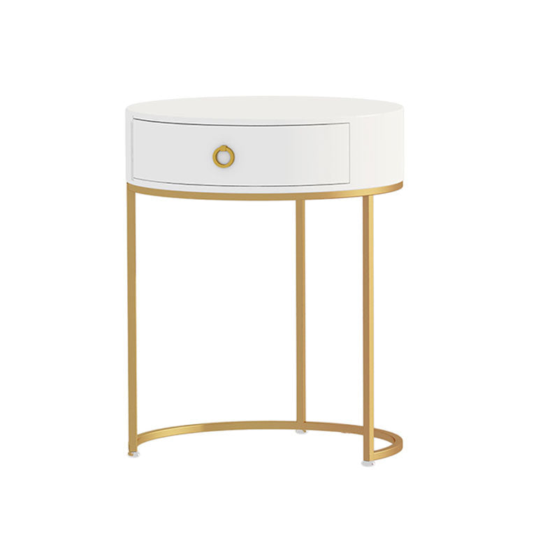 Wood and Metal Vanity Table with 1 Drawer in White/Green Makeup Desk