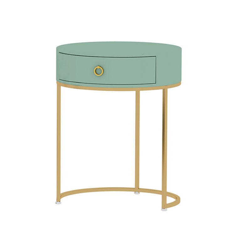 Wood and Metal Vanity Table with 1 Drawer in White/Green Makeup Desk