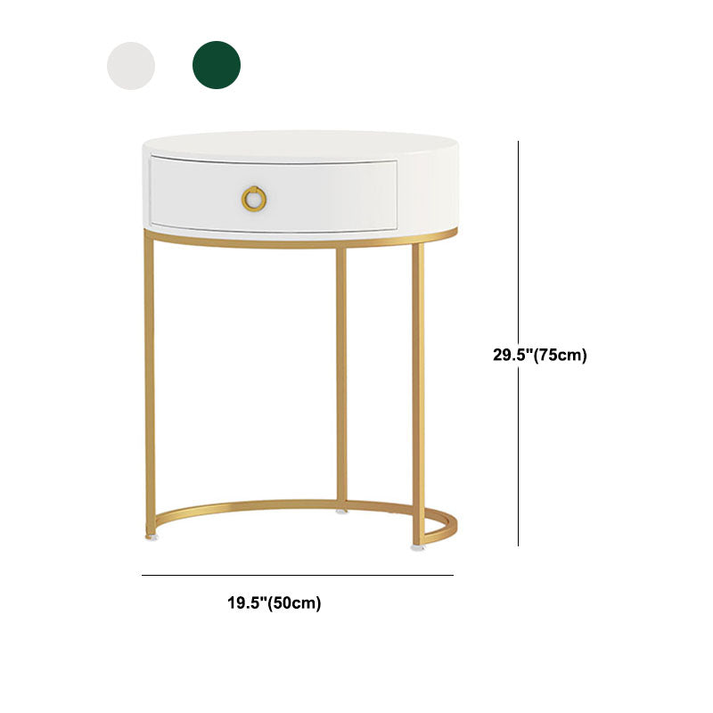 Wood and Metal Vanity Table with 1 Drawer in White/Green Makeup Desk