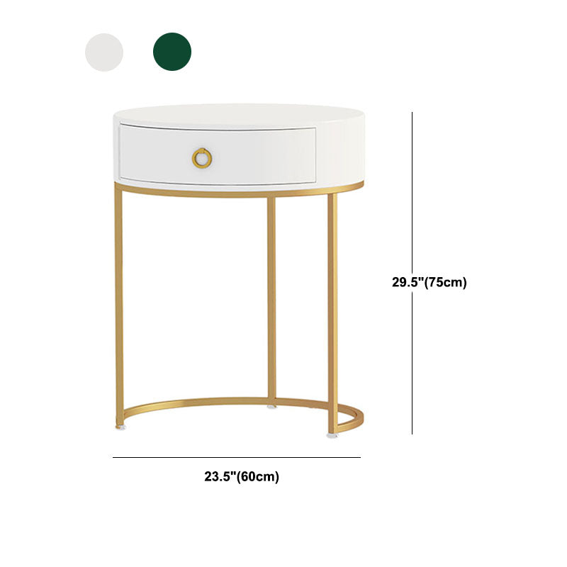 Wood and Metal Vanity Table with 1 Drawer in White/Green Makeup Desk