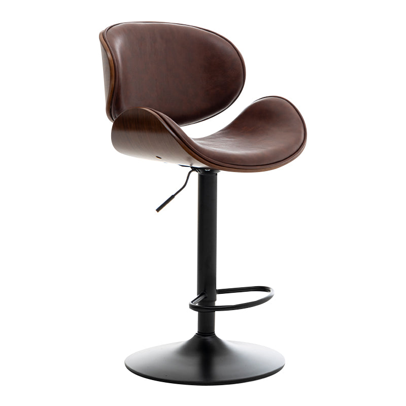 Modern Swivel Footrest Bar Stool Metal Backrest Indoor Counter Stool with Wood Seat