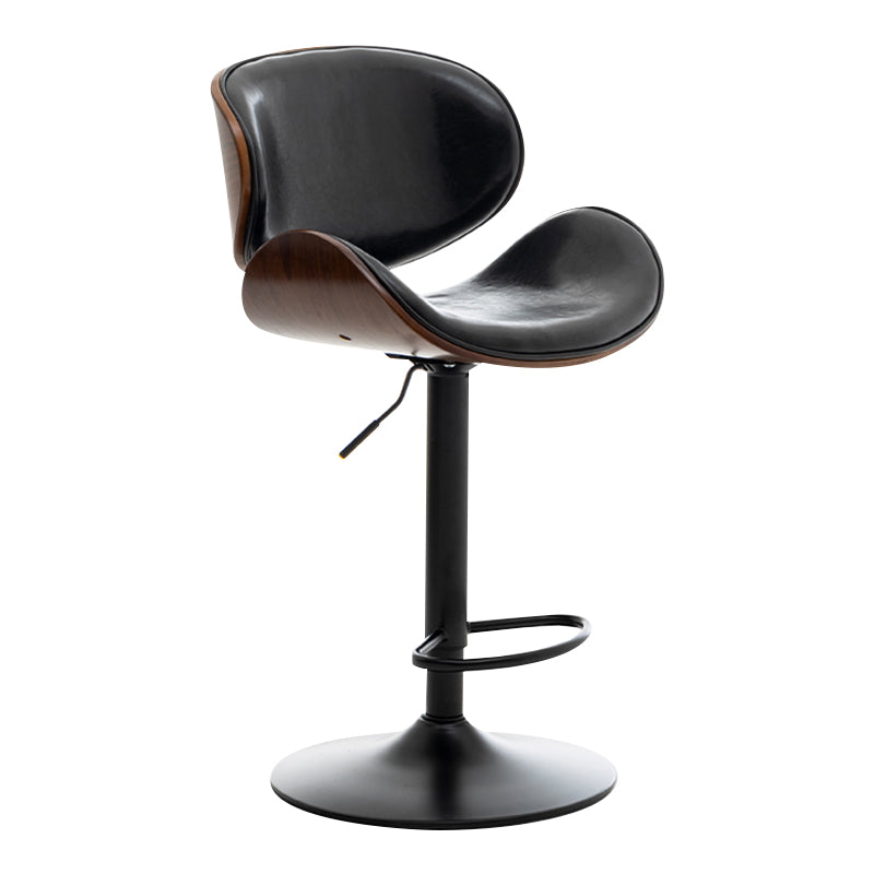 Modern Swivel Footrest Bar Stool Metal Backrest Indoor Counter Stool with Wood Seat