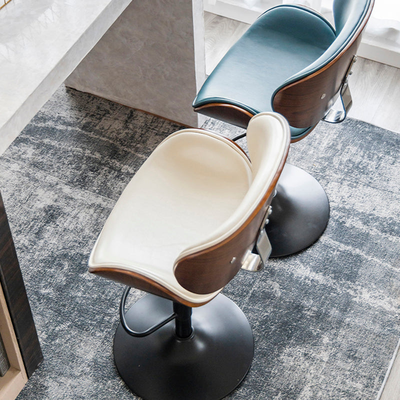 Modern Swivel Footrest Bar Stool Metal Backrest Indoor Counter Stool with Wood Seat