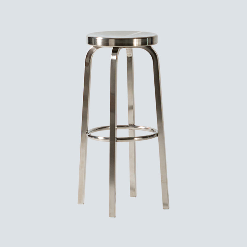 Glossy Stainless Steel Brushed Barstool Industrial Tall Stool with Round Seat