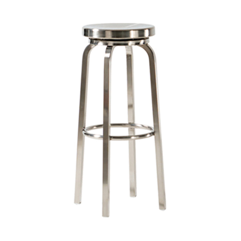 Glossy Stainless Steel Brushed Barstool Industrial Tall Stool with Round Seat