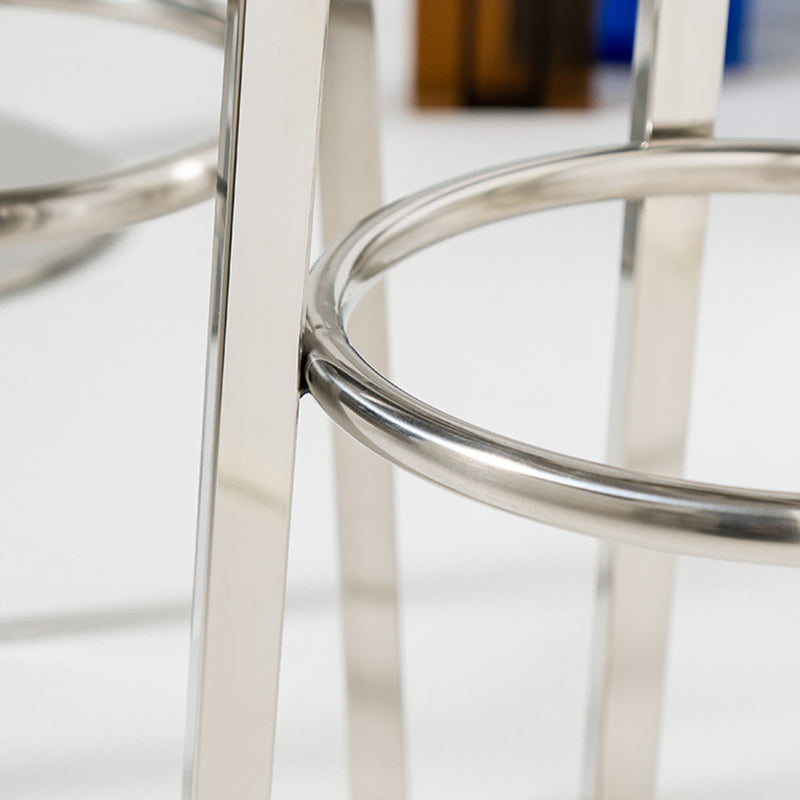 Glossy Stainless Steel Brushed Barstool Industrial Tall Stool with Round Seat