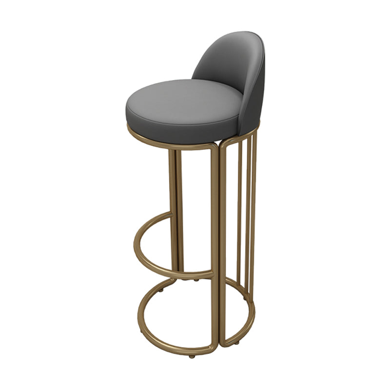 Glam Armless Backrest Counter Stool Iron Restaurant Bar Stool with Cushion and Pedal
