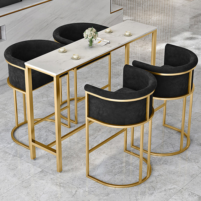 Glam Armrest Backrest Counter Stool Iron Cafe Bar Stool with Velvet Cushion