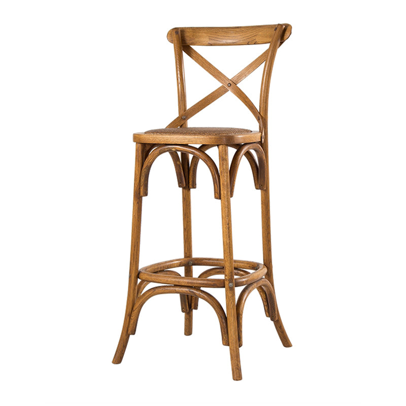 Contemporary Oak Wood Barstool Bristol Bar Stool with Wood Seat and Footrest