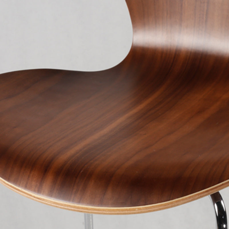 Modern Armless Backrest Bar Stool Wood Kitchen Bar Stool with 4 Metal Legs