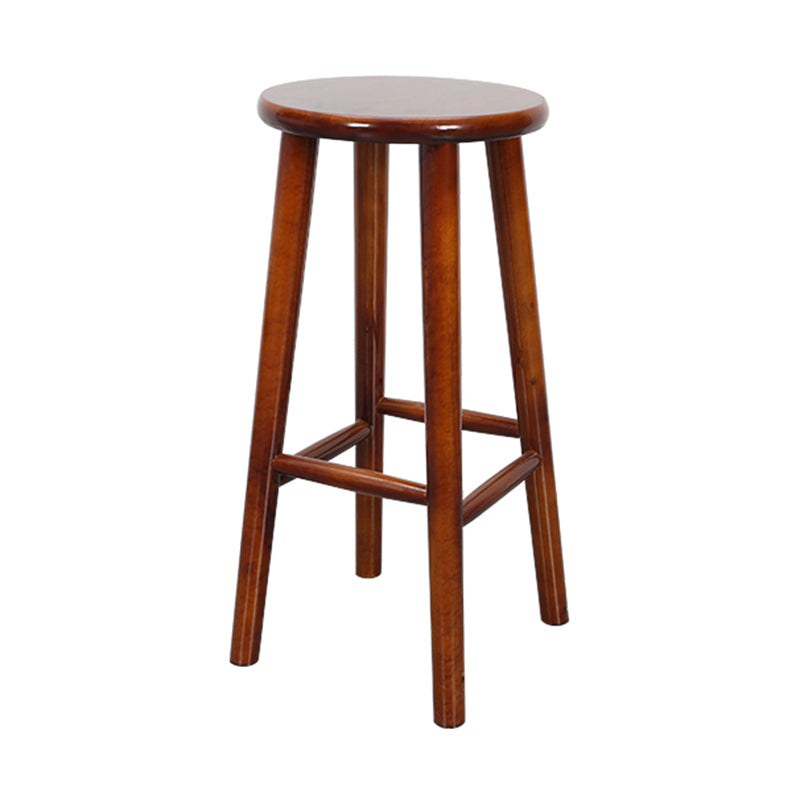 Contemporary Round Counter Bar Stool Wood Backless Bar Stool with Footrest