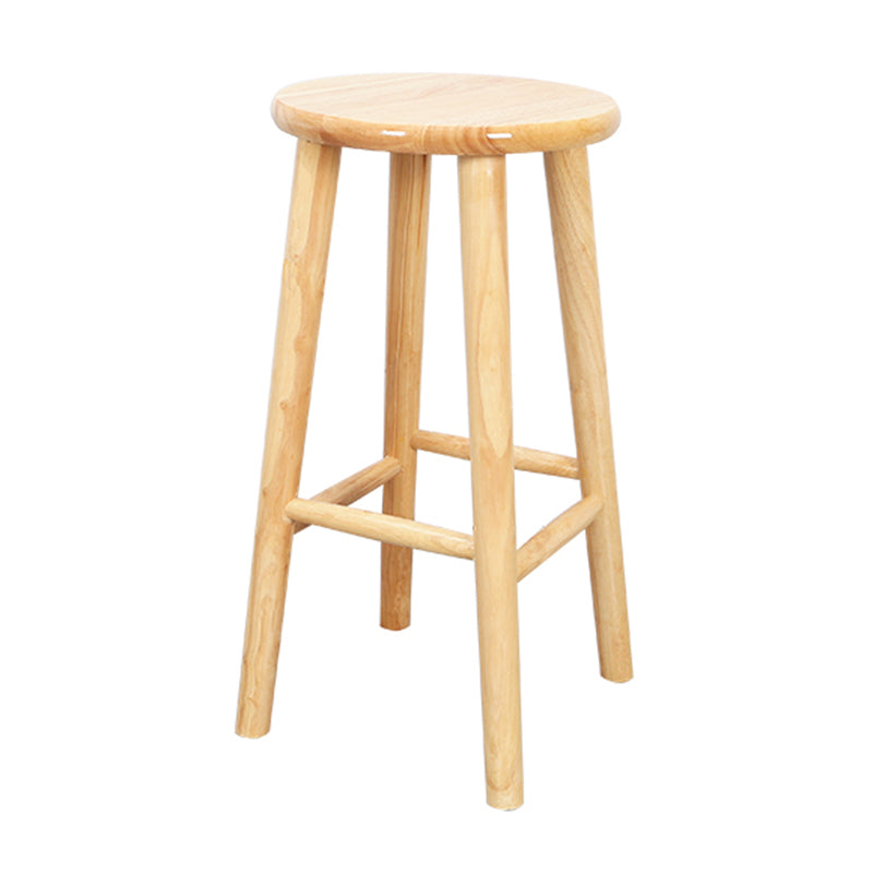 Contemporary Round Counter Bar Stool Wood Backless Bar Stool with Footrest