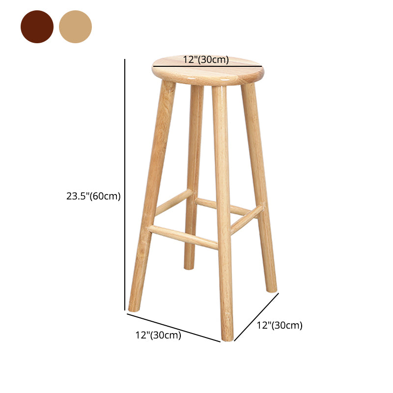 Contemporary Round Counter Bar Stool Wood Backless Bar Stool with Footrest