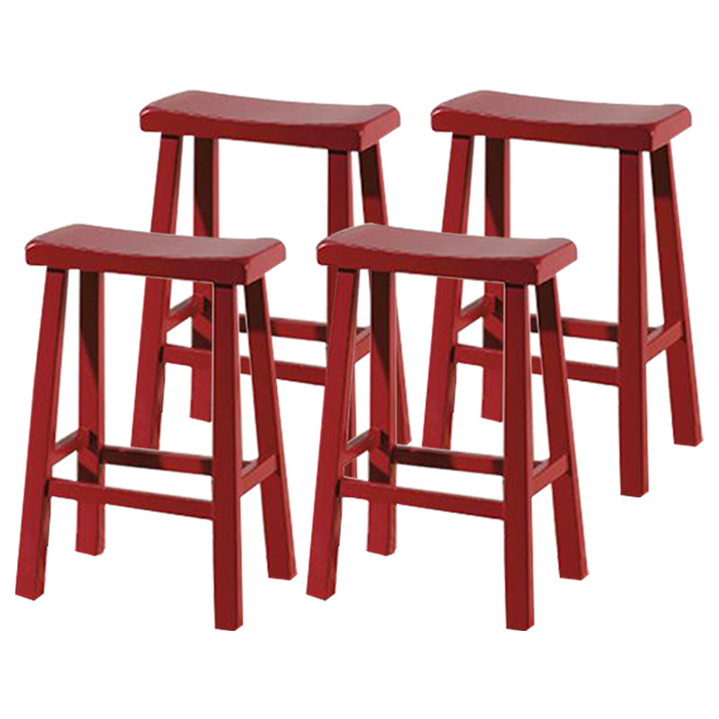 Modern Indoor Solid Wood Counter & Bar Stool Saddle Seat Backless Bar Stool
