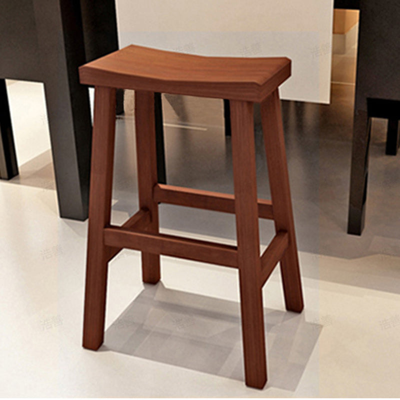 Modern Indoor Solid Wood Counter & Bar Stool Saddle Seat Backless Bar Stool