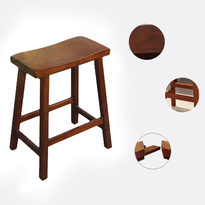 Modern Indoor Solid Wood Counter & Bar Stool Saddle Seat Backless Bar Stool