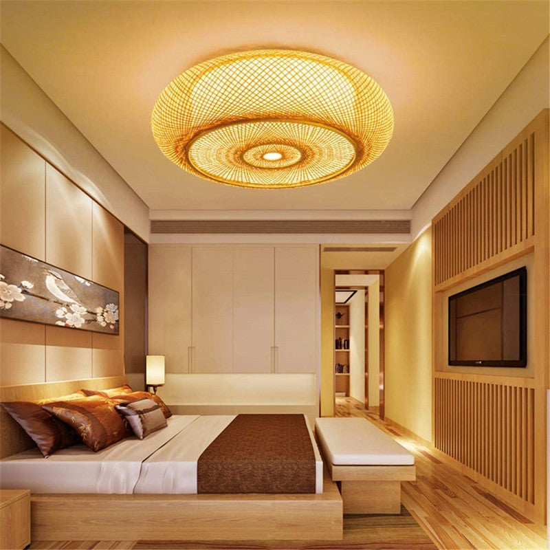 Knit Wood Ceiling Light Flush Mount Lighting for Hallway and Foyer
