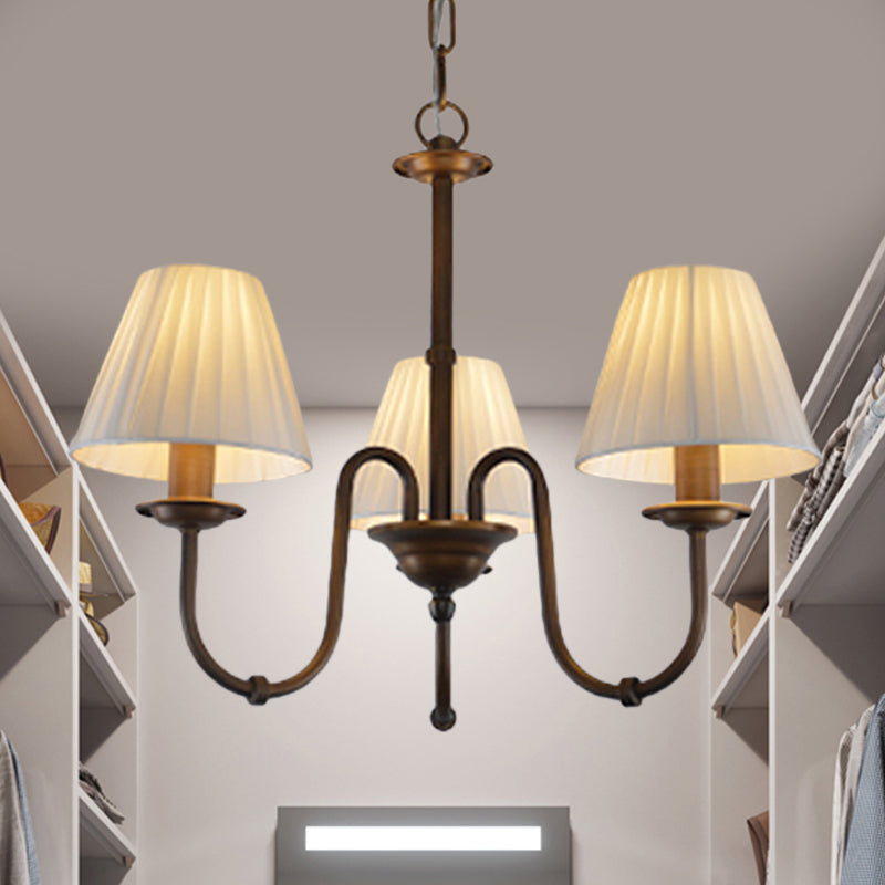 Lampada del lampadario bianco da 3/6 luci lampada tradizionale a sospensione a scorrimento in tessuto per soggiorno con tonalità cono