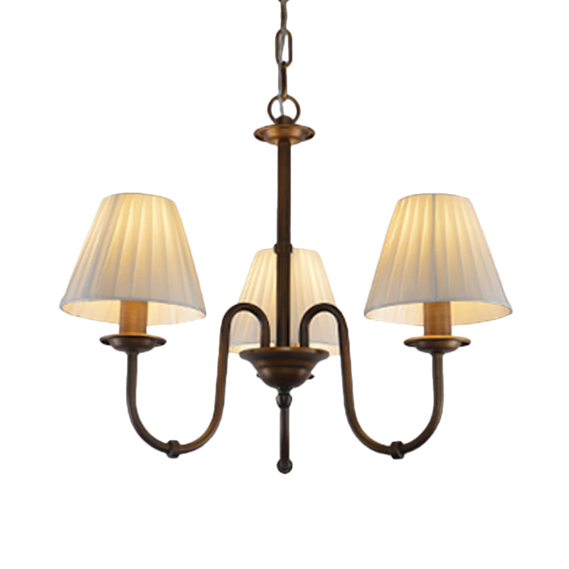 Lampada del lampadario bianco da 3/6 luci lampada tradizionale a sospensione a scorrimento in tessuto per soggiorno con tonalità cono