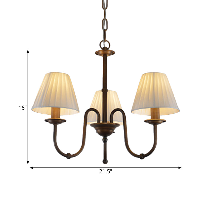 Lampada del lampadario bianco da 3/6 luci lampada tradizionale a sospensione a scorrimento in tessuto per soggiorno con tonalità cono