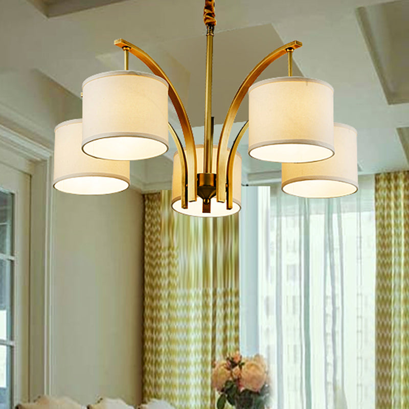 3/5 lumières Lumières lustre avec tambour à tambour Shade Classic Dining Room plafond lampe en blanc