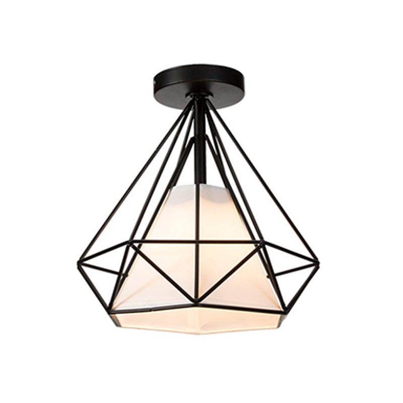 Contemporary Polished Finish Single Flush Mount Lighting Unique Iron Ceiling Light