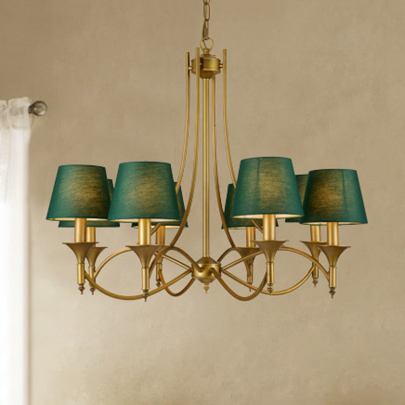 3/6/8 luces Candelier de tela Capante Classic Classe Green Cone dormitorio colgante de techo colgante