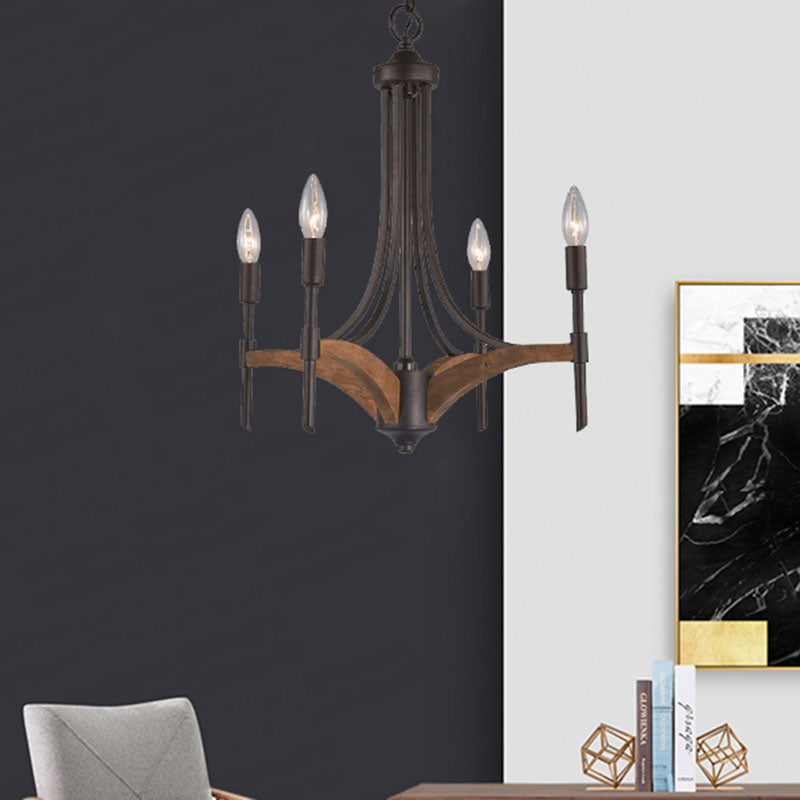 Candelabra illuminazione del lampadario in metallo classico 4 luci soggiorno illuminazione a sospensione in nero con/senza ombra