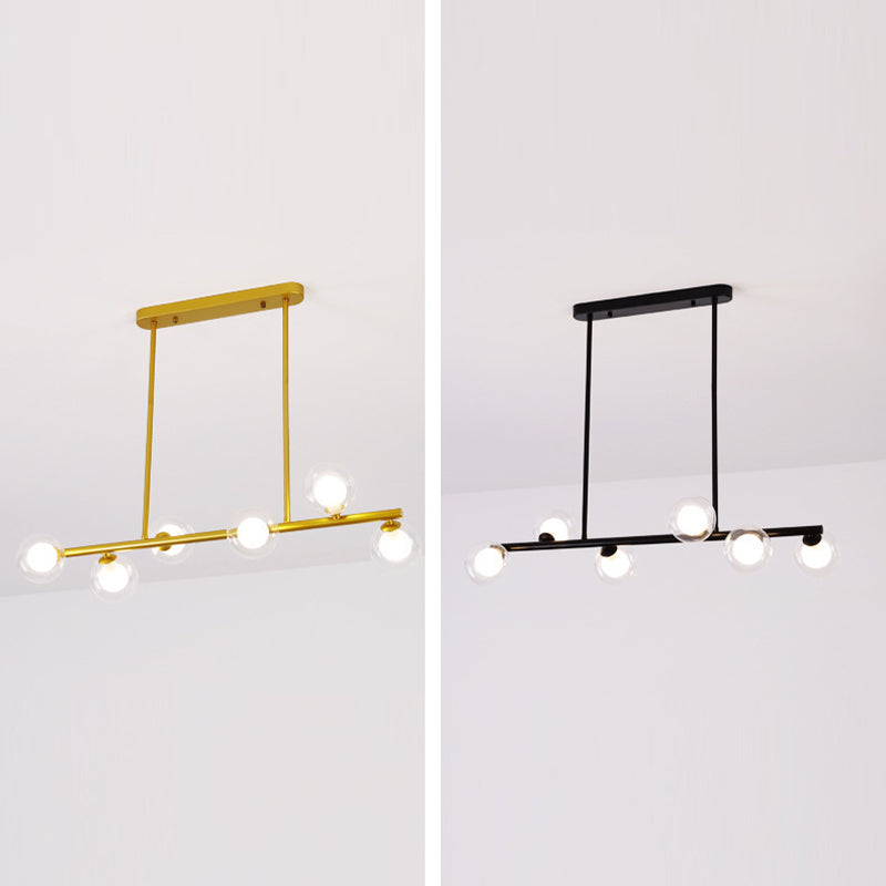 Contemporary 6/8/10-Light Black/Golden Kitchen Island Lighting LED Island Pendant Lighting