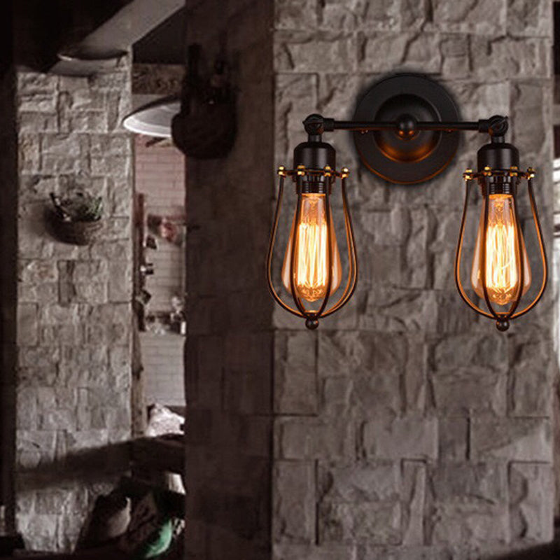 1 / 2 - Light Wall Sconce Iron Industrial Wall Light in Black / Distressed Copper