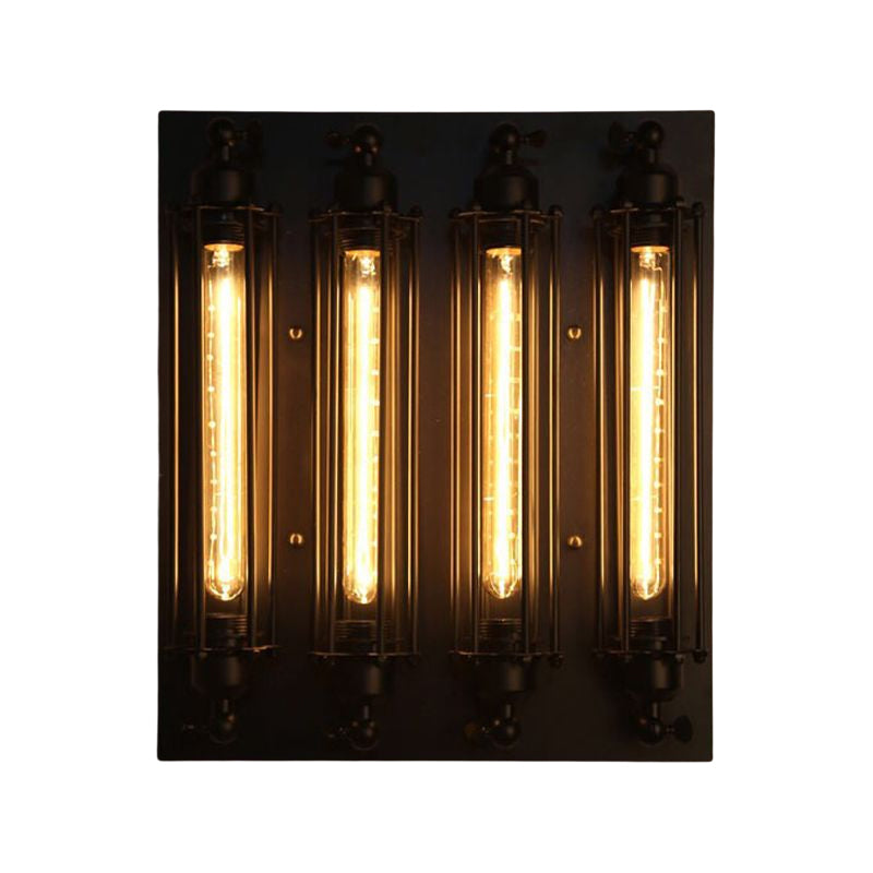 Industrial 1 / 2 / 3 / 4 - Light Wall Mounted Light - Wrought Iron Tube Wall Light