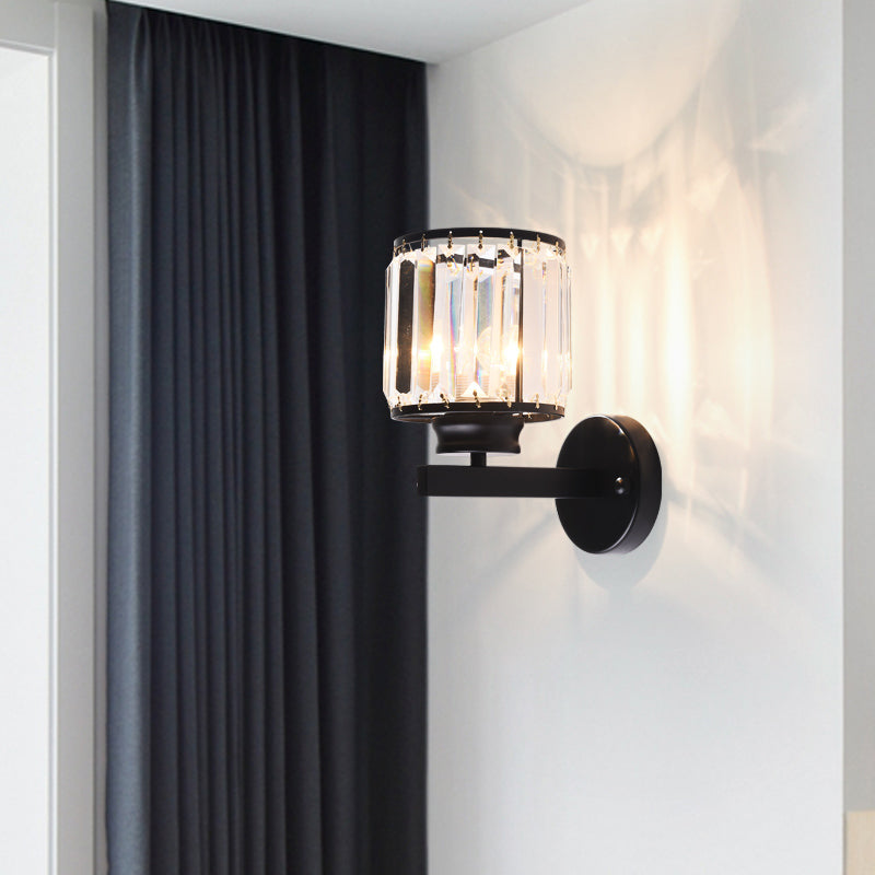 Crystal Half Cylinder Shape Wall Light Modern 1 Light Wall Light Sconce