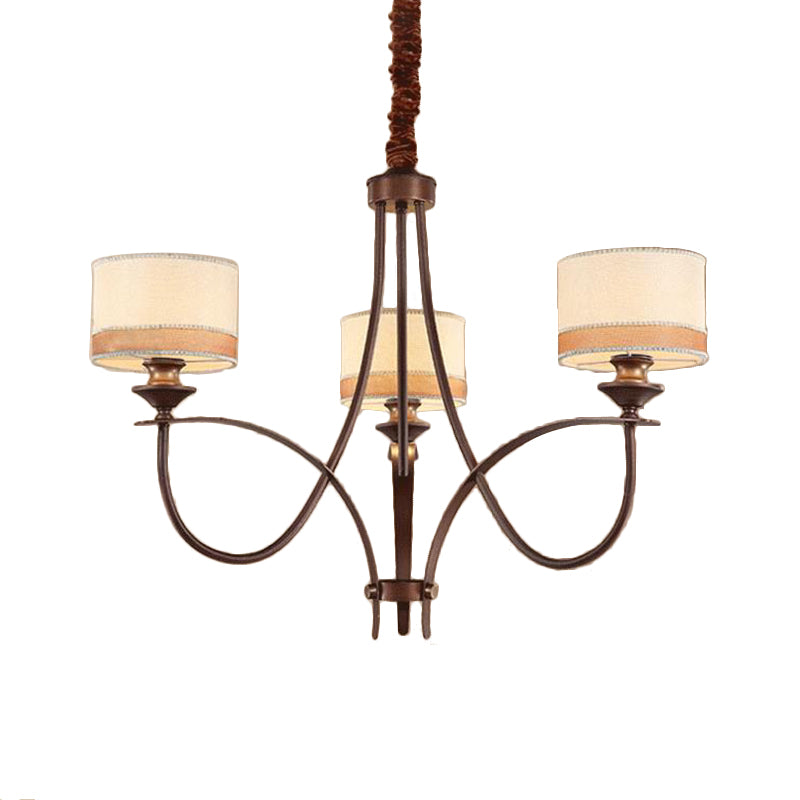 Abbronzatura leggera 3/6 luci a pendente lampadario in tessuto classico tamburo appeso per soggiorno