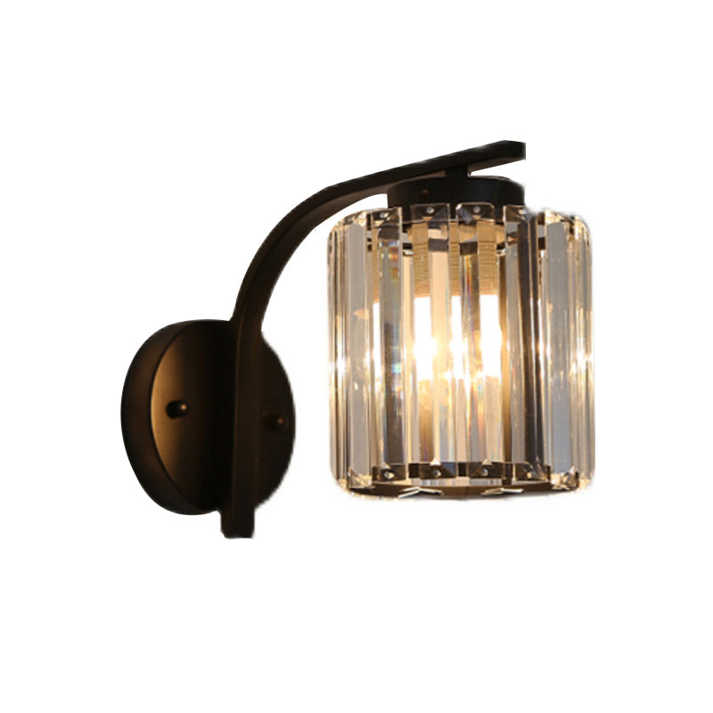 Crystal Half Cylinder Shape Wall Light Modern 1 Light Wall Light Sconce