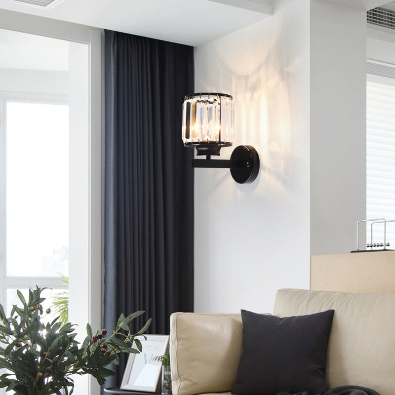Crystal Half Cylinder Shape Wall Light Modern 1 Light Wall Light Sconce
