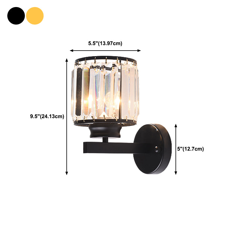 Crystal Half Cylinder Shape Wall Light Modern 1 Light Wall Light Sconce