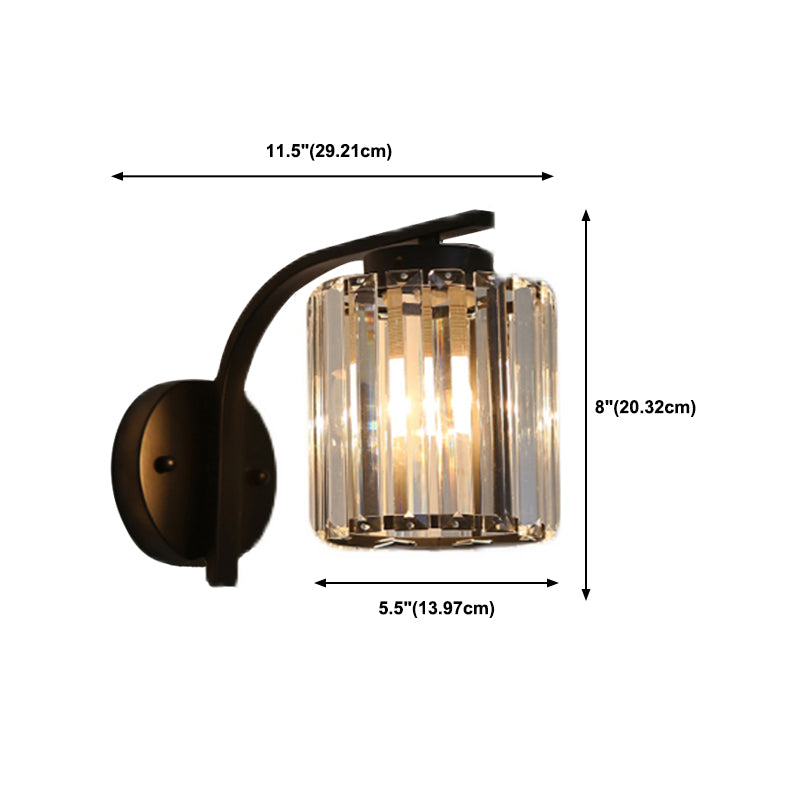 Crystal Half Cylinder Shape Wall Light Modern 1 Light Wall Light Sconce