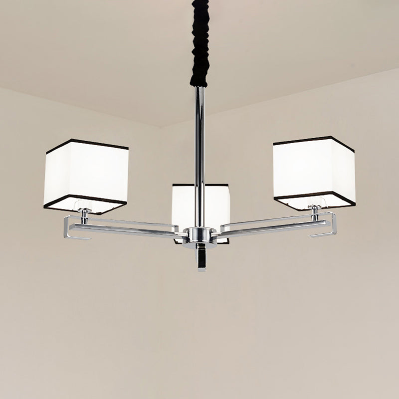 Lámpara colgante blanca de tela cuadrado 3/6/8 luces lámpara de lámpara clásica para dormitorio