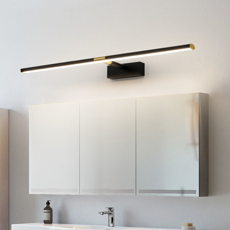 Metal Linear Shape Mirror Wall Light Modern 1 Light Mirror Wall Light Sconces in Black