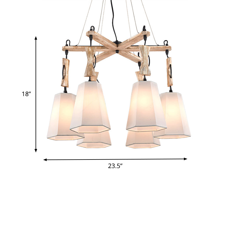 Lampadella in tessuto affusolato Luce tradizionale a 6 luci da soggiorno illuminazione a sospensione in bianco/nero/lino