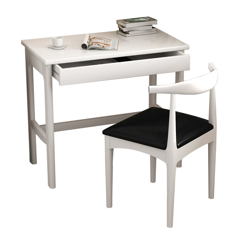 H-shaped Base Office Desk Modern Bedroom Solid Wood Task Desk with Drawer