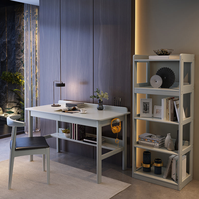 Grey / Black Office Desk Modern Rubberwood Task Desk with 4 Legs