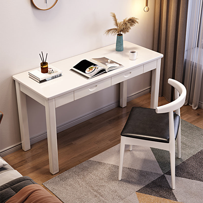 Modern Office Desk 2 Drawers Solid Wood Task Desk with 4 Legs