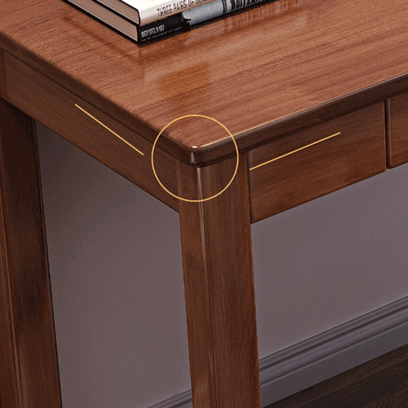 Modern Office Desk 2 Drawers Solid Wood Task Desk with 4 Legs